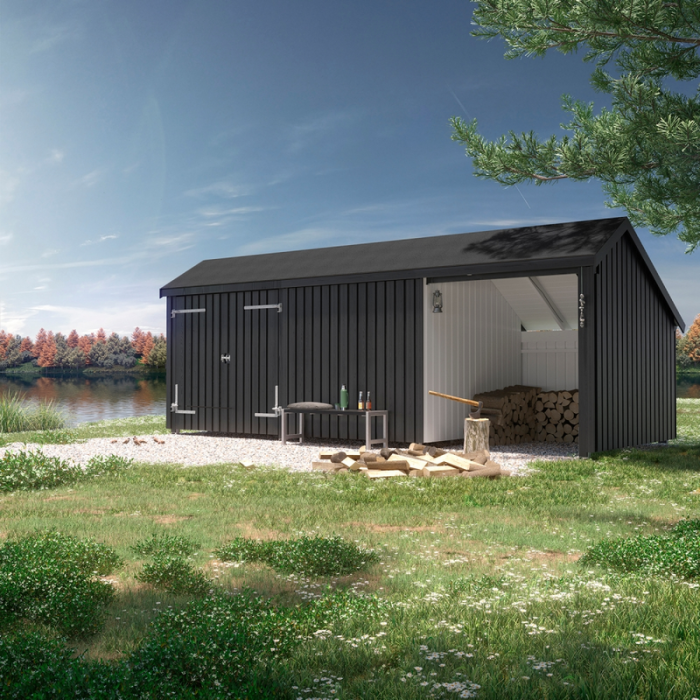 Havehus Multi 15,5 m2 3 Moduler Dobbeltdør og Lukket/Åben Foran PLUS
