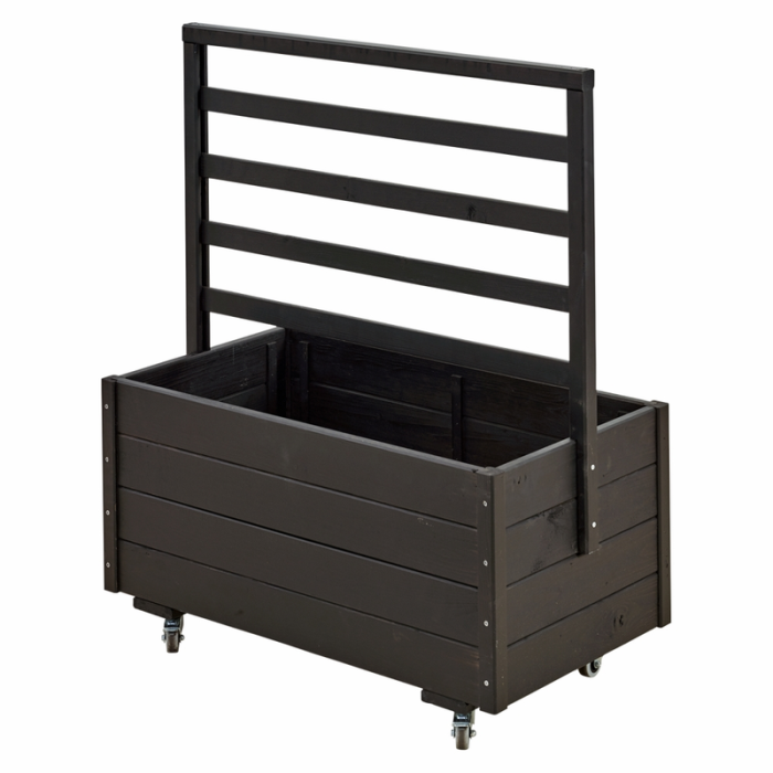 Blomsterkasse med Espalier og Hjul Sort PLUS