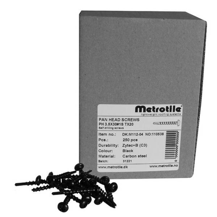 Skruer M112 sort 4,8x35 mm 250 stk/pk Metrotile