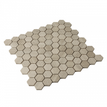 MOSAIKPRØVE HEXAGON MARBEL WOOD CREAM