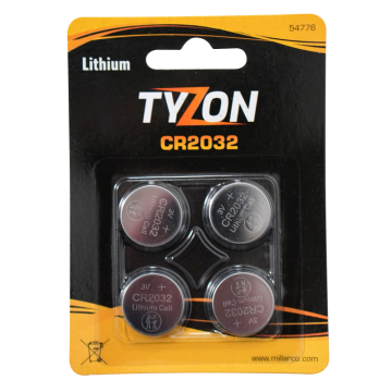Lithium-Batteri CR2032 4-pack TyZon