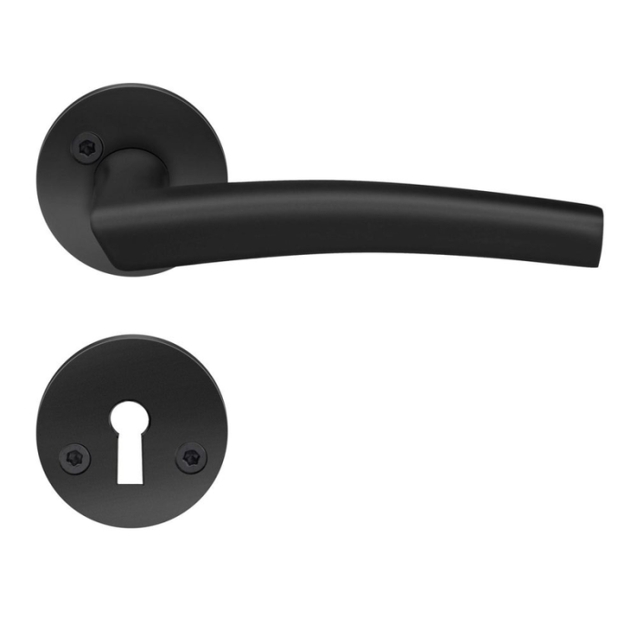 Indendørsgreb B290 Buet Rund Mat sort, Sort Beslagsboden