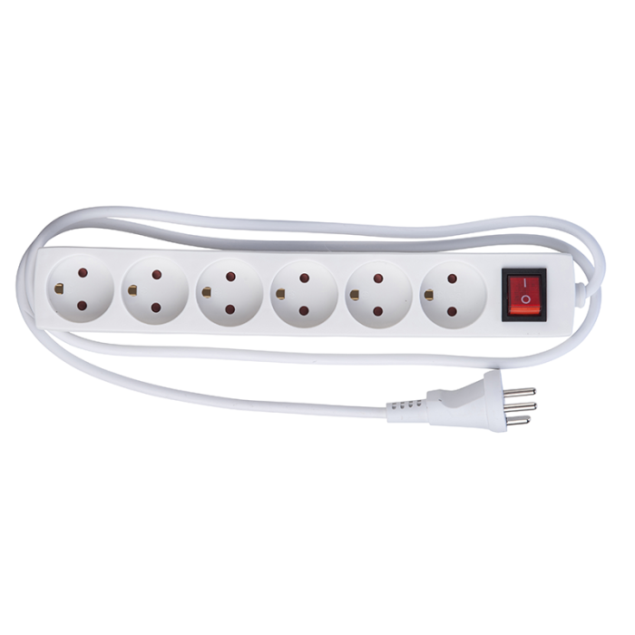 6-STIKDÅSE M/J M/AFB 1,5M HVID