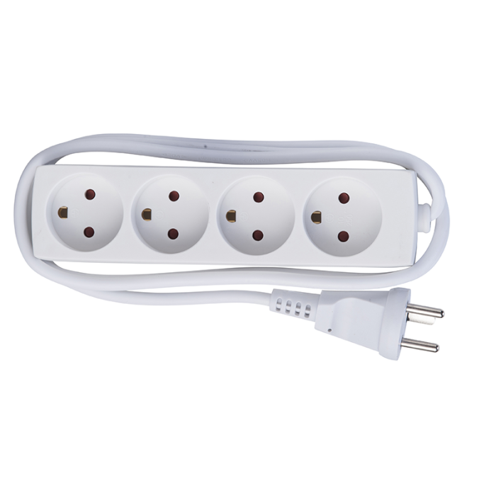 4-STIKDÅSE M/J U/AFB 1,5M HVID