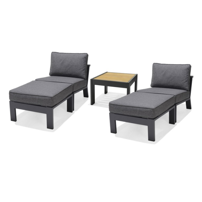 Udendørssæt PALAU 2x sidestole + 2x fodskamler + sidebord 60 cm Lifestyle Garden