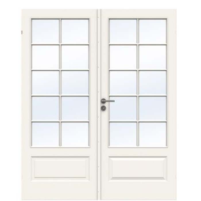 Glasdør Dobbeltdør , Fransk dør, Clever-line, Style SP10, Klart glas, Hvid X Swedoor