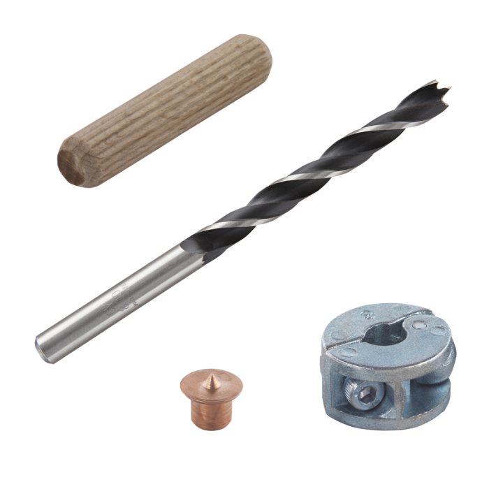 Træpløksæt Ø 8 mm Bor Dybdebegrænser Afmærkningsstift Træpløk Wolfcraft